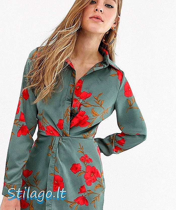 Vestit de camisa davant del nus parisenc amb estampat floral verd