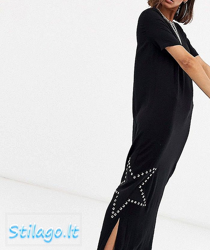 Mīlestība Moschino star diamante maxi kleita-melna