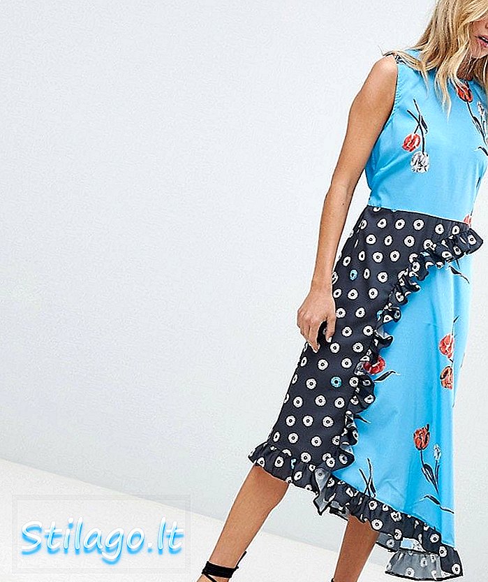 ASOS DESIGN Ærmeløs Midi-kjole i Mix og Match Floral Print-Multi