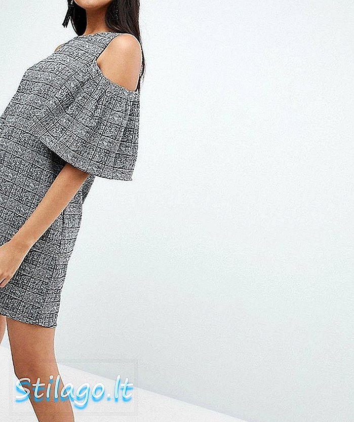 River Island Cold Shoulder Check Dress-Multi