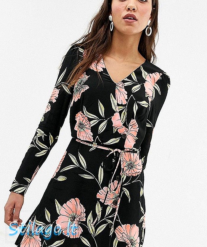 River Island theekleding met bloemenprint-Zwart