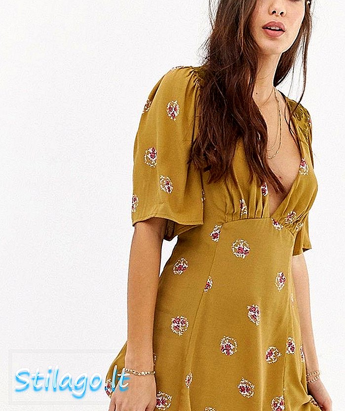 Free mockinbird mini dress-Brown