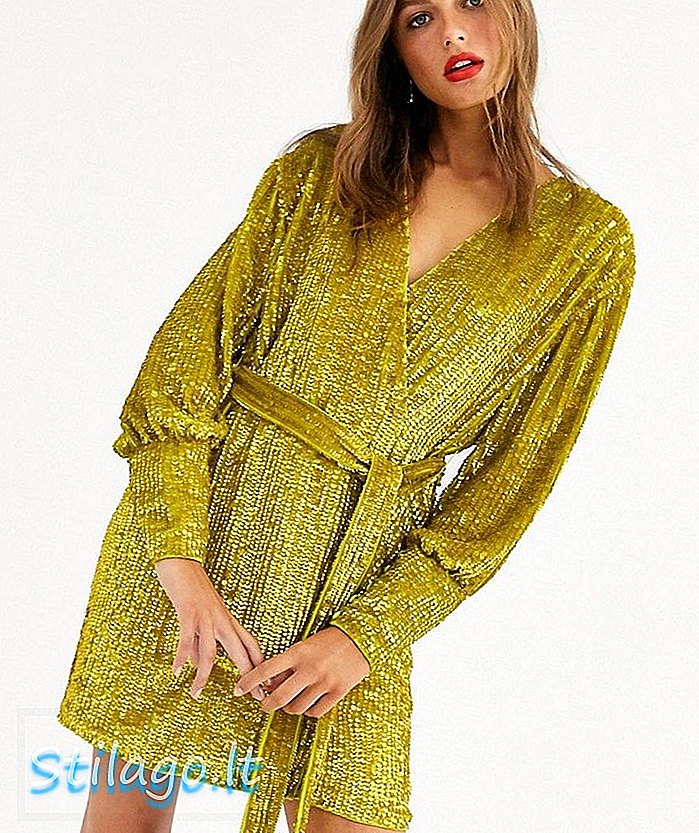 ASOS EDITION mini vestido de lantejoulas-Amarelo