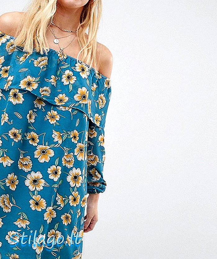 Glamurozna cvjetna haljina na ramenima-plava