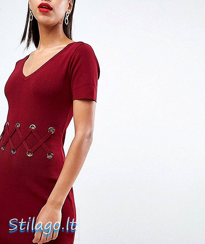 Morgan pletena obleka iz karoserije s kovinskimi detajli-Rdeča
