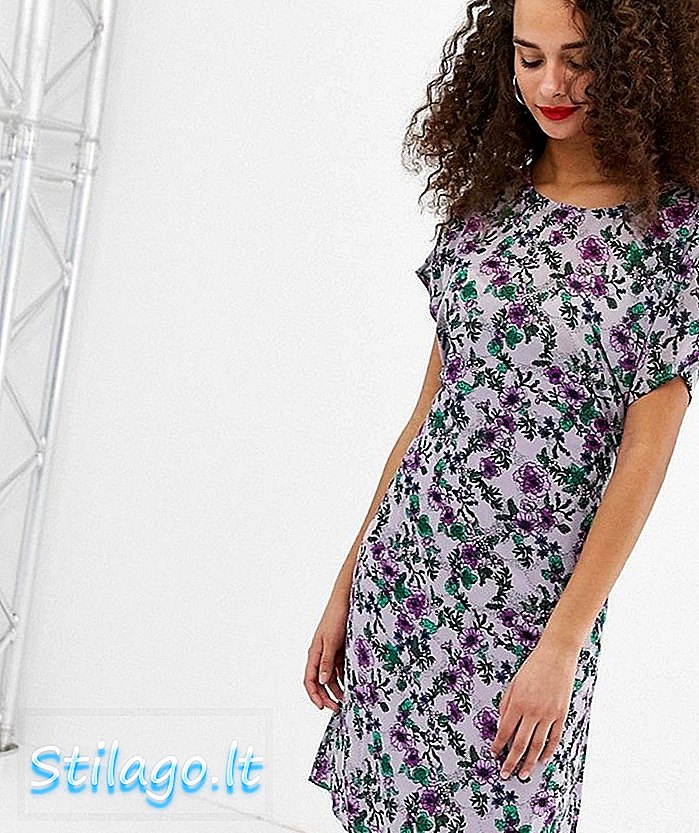 Sukienka Adrianna w kwiatowe wzory-Fioletowa