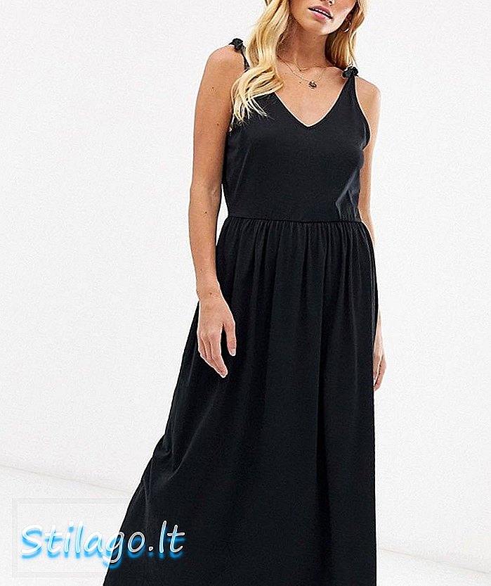 Sukienka maxi z odkrytymi ramionami Vero Moda - czarna