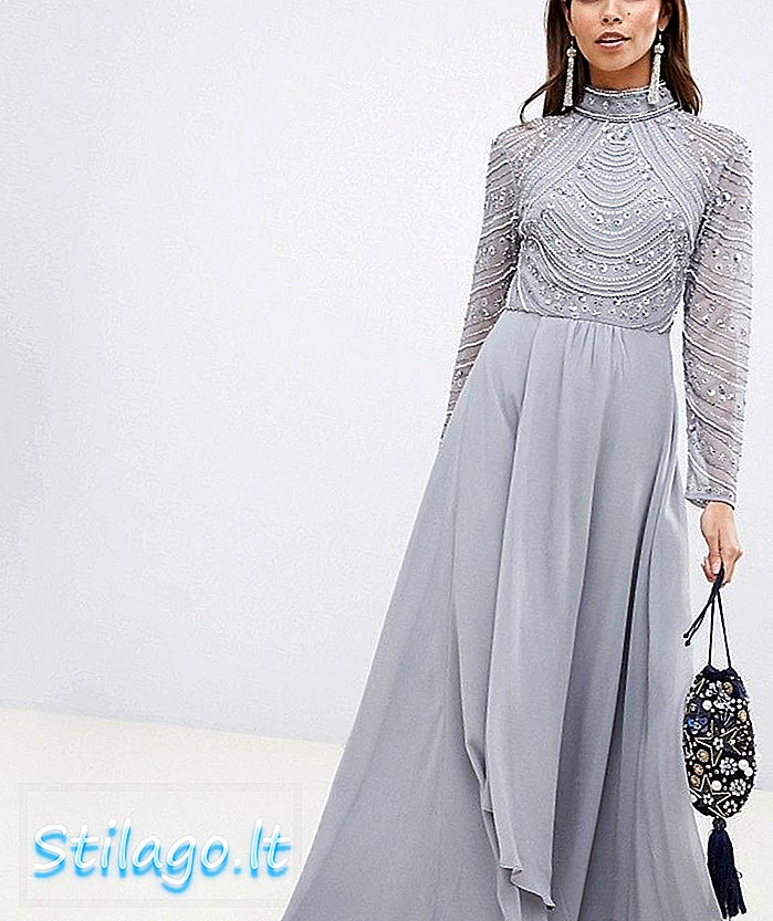 Максі плаття ASOS DESIGN з довгим рукавом, прикрашене ліфом-сірим кольором