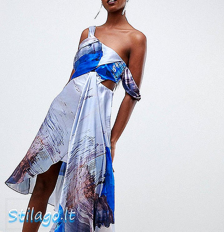 Платье миди высокого драпированного плеча ASOS DESIGN с абстрактным принтом - мульти