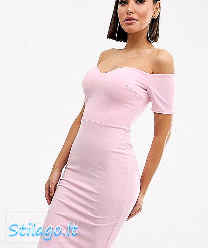 Club L London bardot midi elbise-Pembe