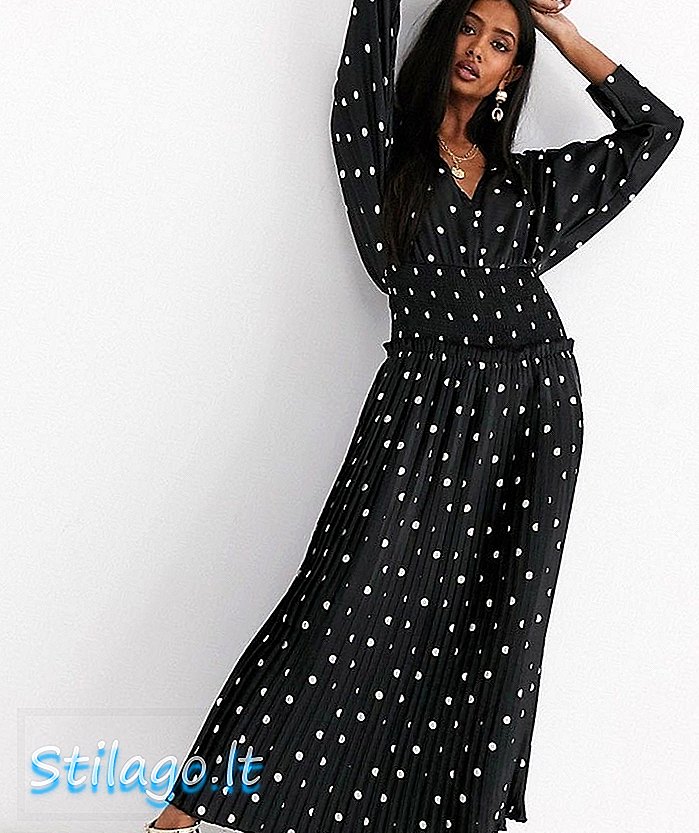 ASOS DESIGN gaun maxi lipit pinggang berkerut di spot-Multi