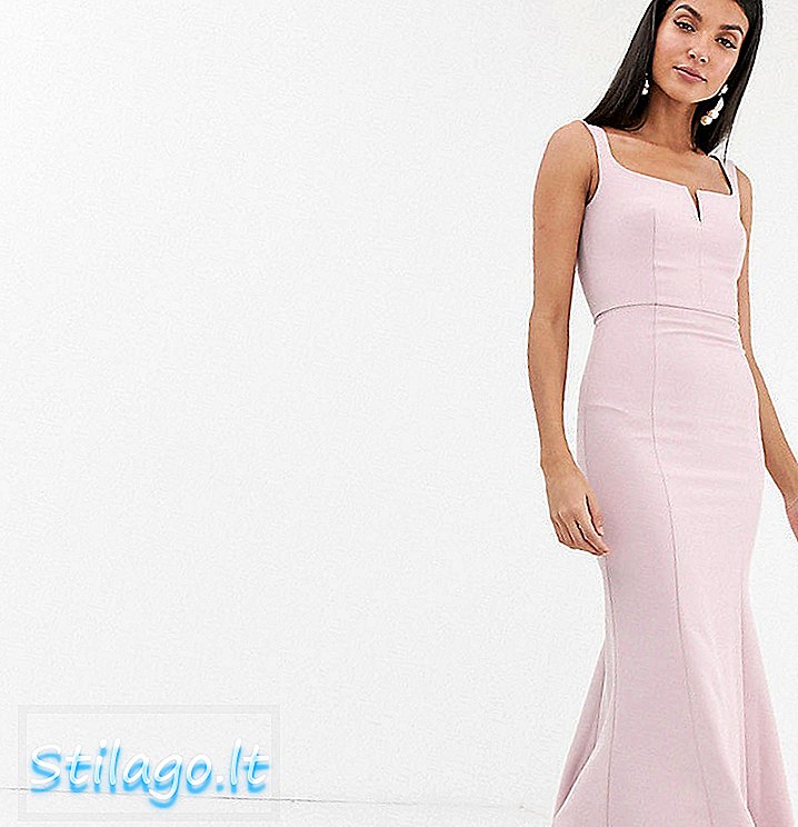 गुलाबी में निर्मित कंधे के साथ जार्लो टाल स्क्वायर गर्दन मैक्सी ड्रेस