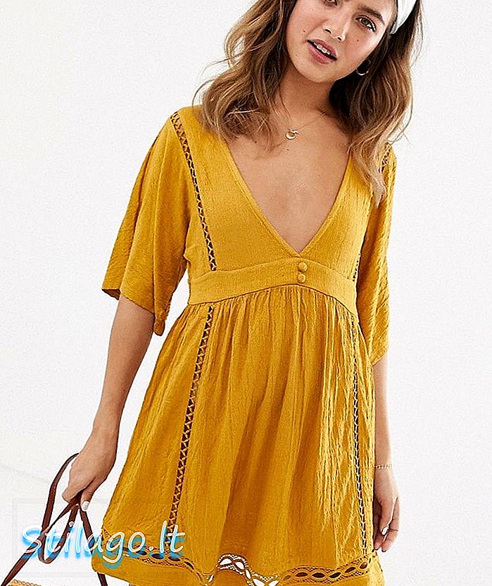 Rochie mini ASOS DESIGN slubby cu scări-galben