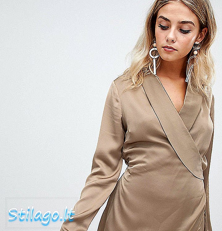 Missguided saténové šaty v khaki-zelené