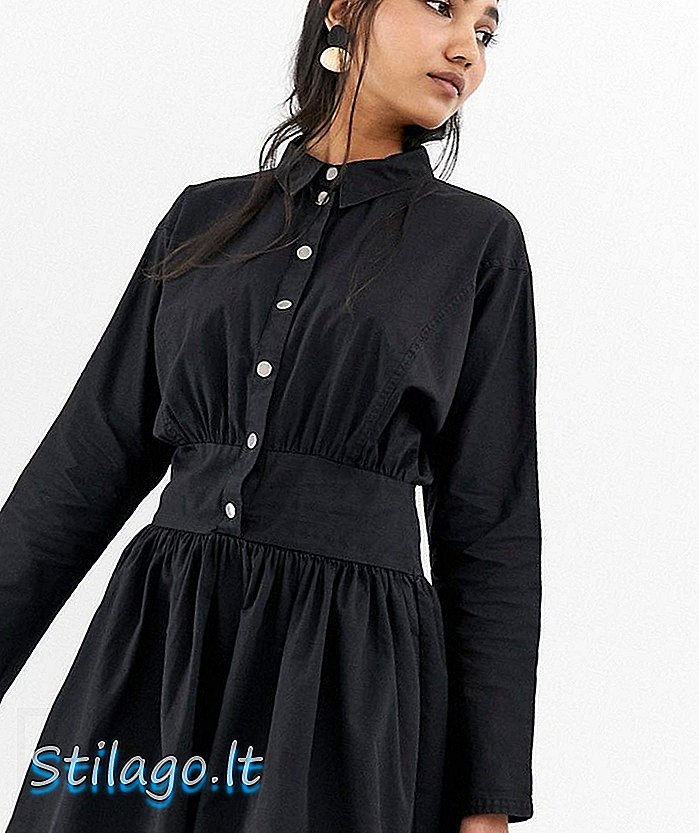 ASOS DESIGN - Mini robe chemise décontractée délavée - Noir