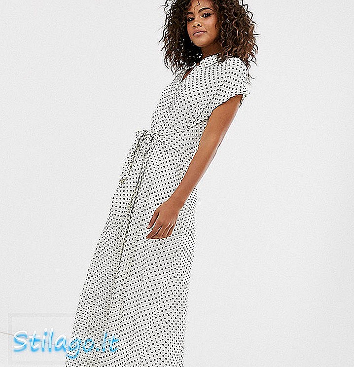 Vero Moda Tall - Robe longue à pois avec lien sur le devant - Multi