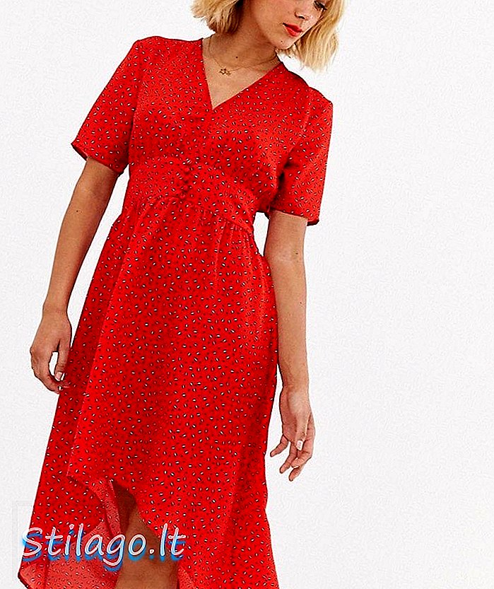 Sukienka midi z guzikami JDY w czerwone kropki