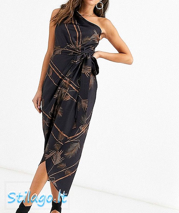 테드 베이커 가비아 카라멜 원 숄더 드레스-블랙