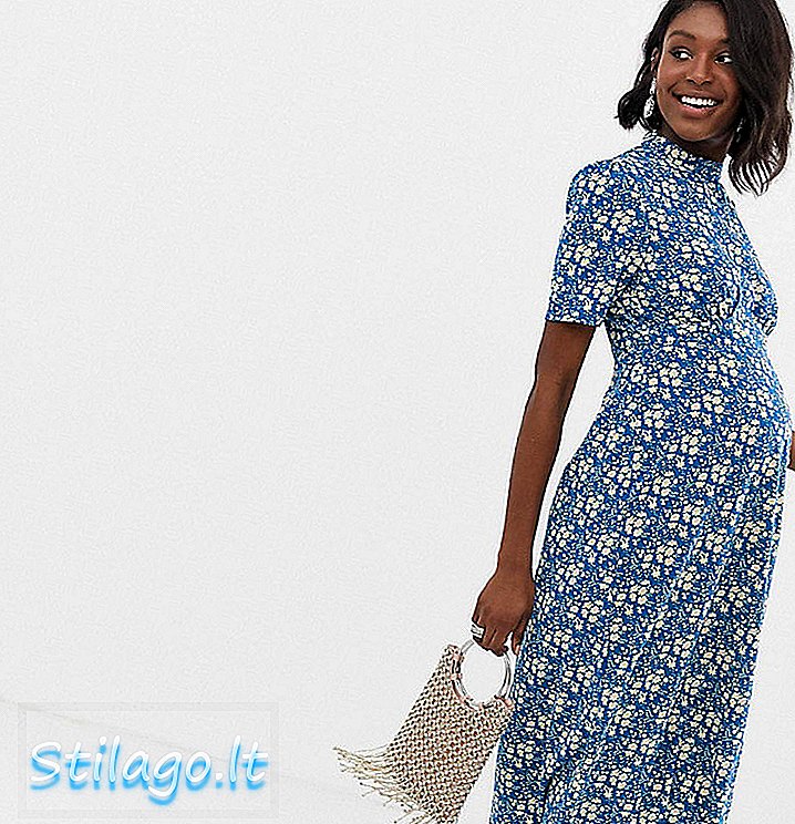 Чайна рокля ASOS DESIGN за майчинство midi с копчета в цветен принт-Multi