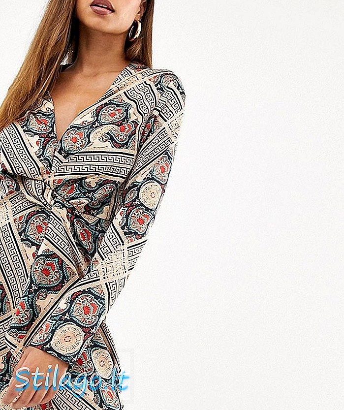 Abito in raso attorcigliato Missguided in Multi paisley