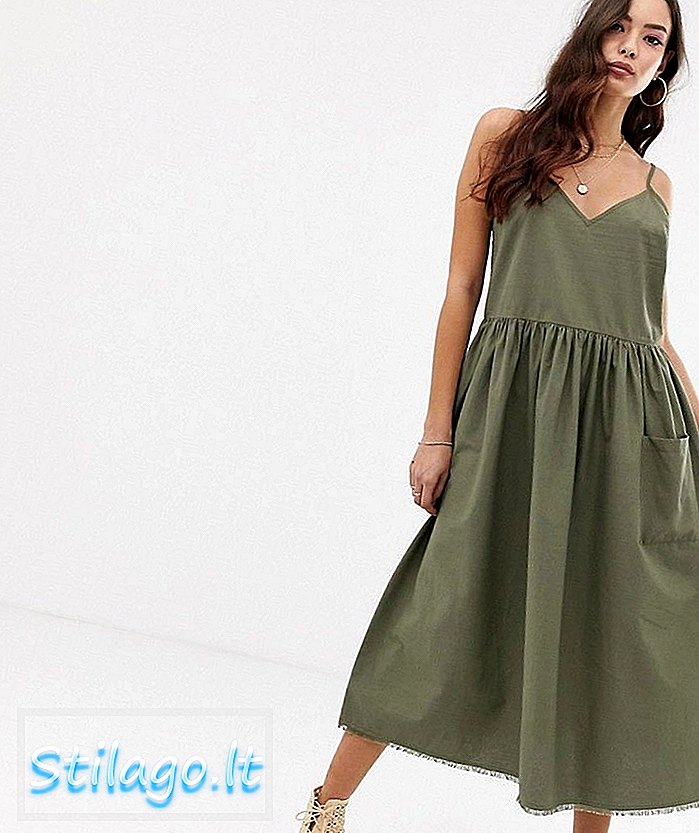 Ежедневна рокля от рокля от midi cami от ASOS DESIGN-зелена