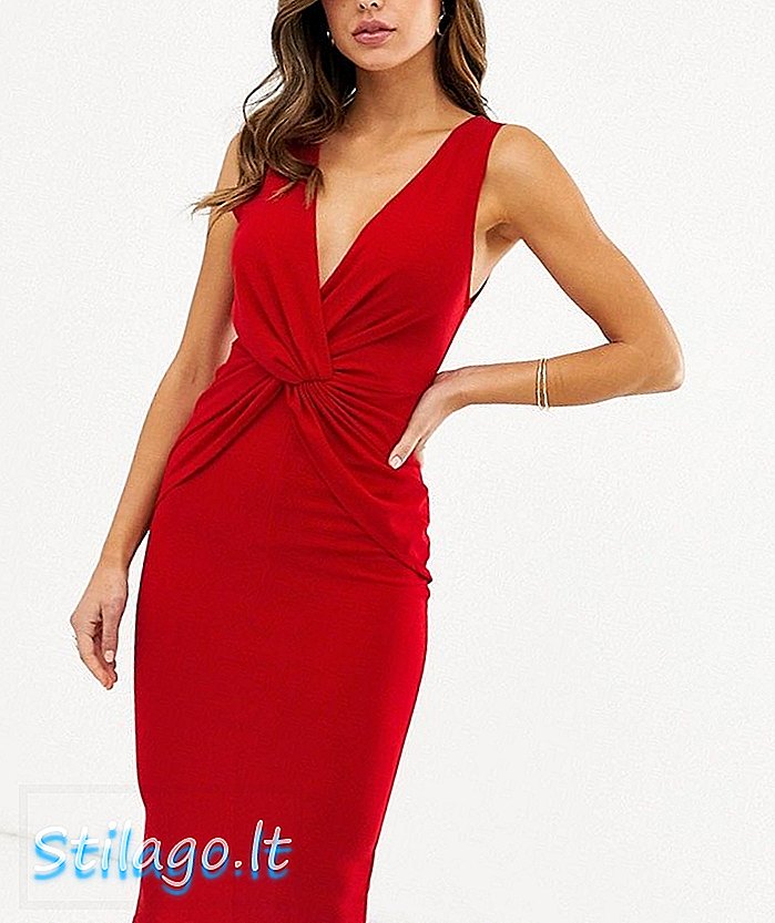 فستان AX Paris برقبة على شكل V - أحمر