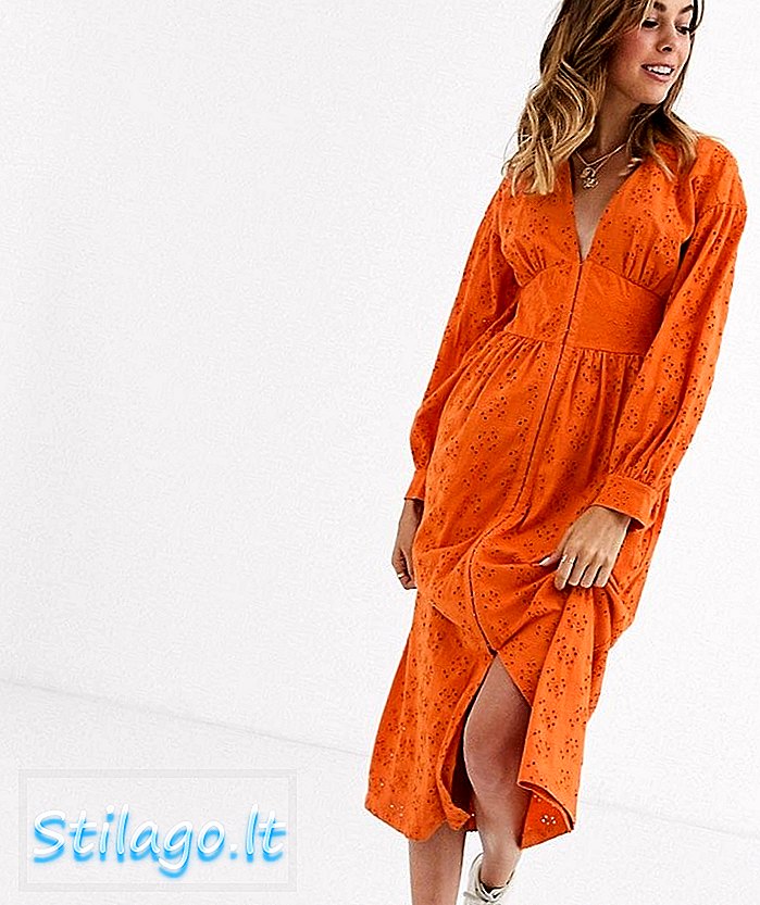 Сукня з броді-міді ASOS DESIGN з гачком та оранжевим кольором