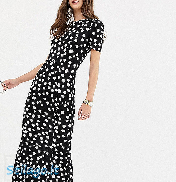 ASOS DESIGN Wysoka sukienka maxi z herbatą z nadrukiem punktowym-Multi