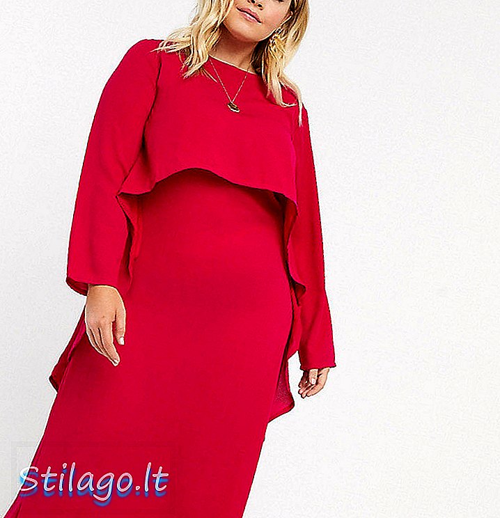 Šaty Verona Curve maxi s přehozenou vrstvou - růžové