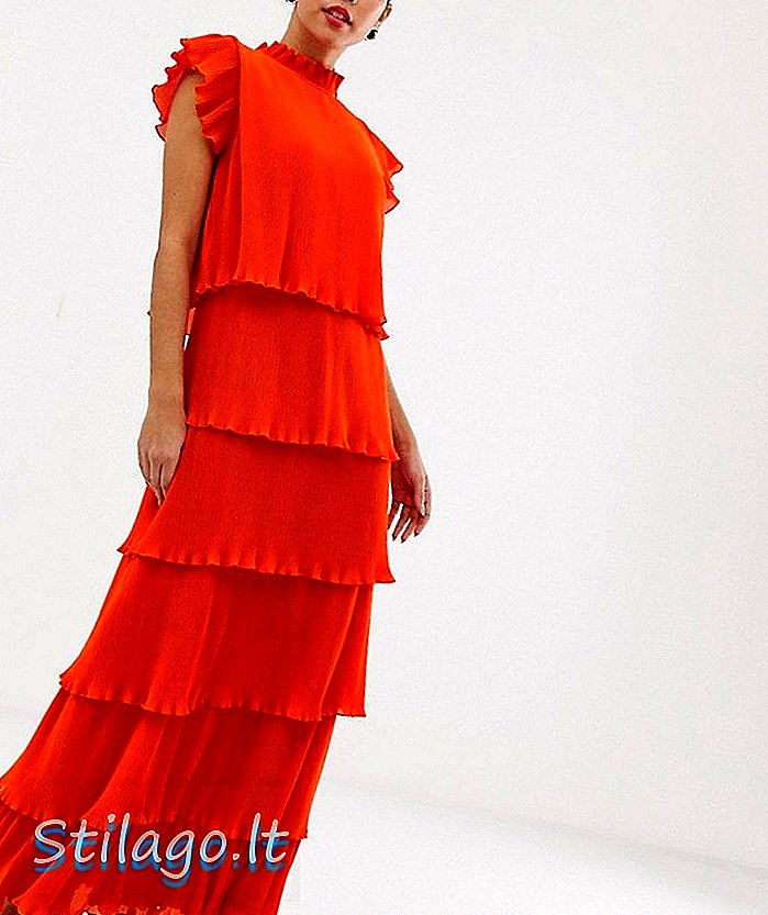 Y.A.S plisuota pakopinė maxi suknelė-oranžinė