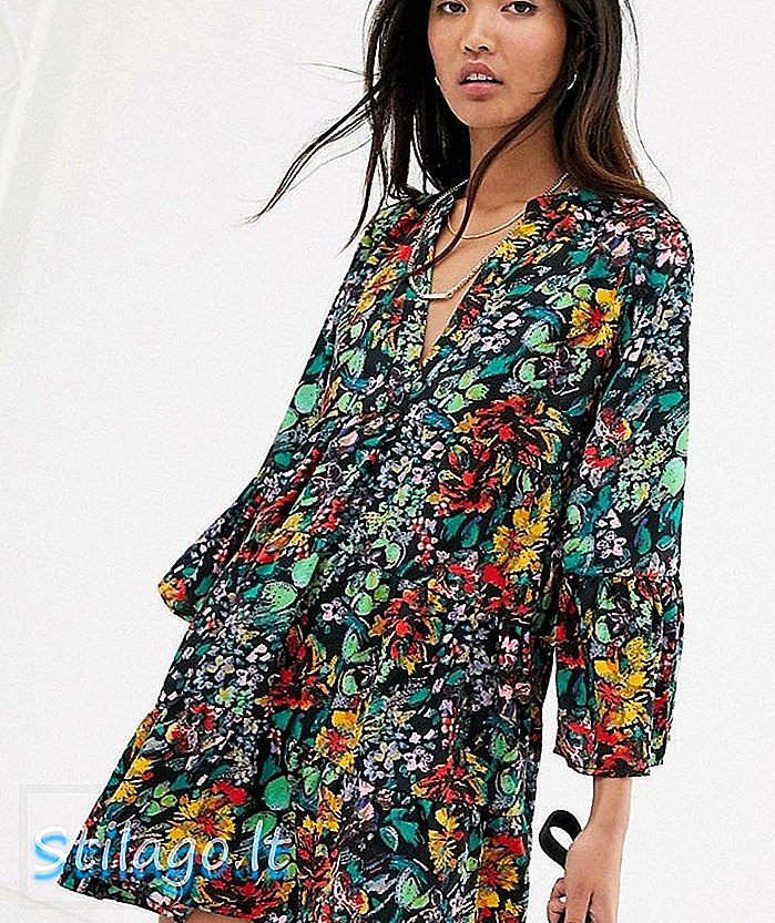 Only - Robe smockée à fleurs audacieuses - Multi