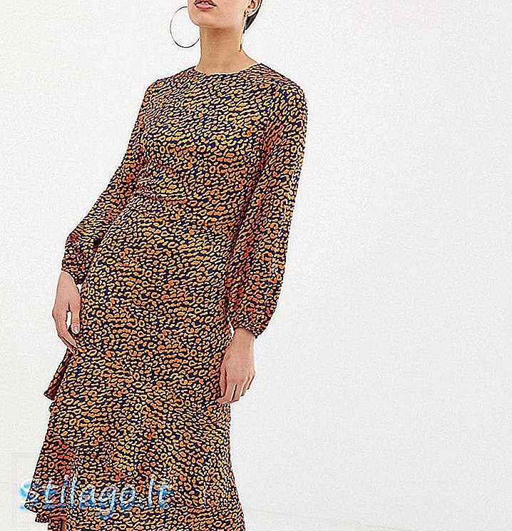 Чайна рокля на Джон Зак висок в контрастен леопардов принт-Multi