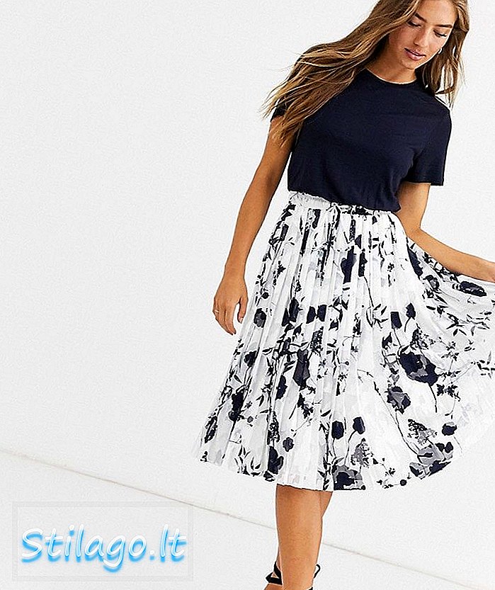 Ted Baker Bekzi mockable midi elbise bluebell print-Navy