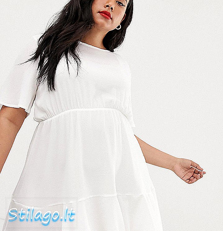 Φόρεμα μπλουζάκι Boohoo Plus σε λευκό χρώμα