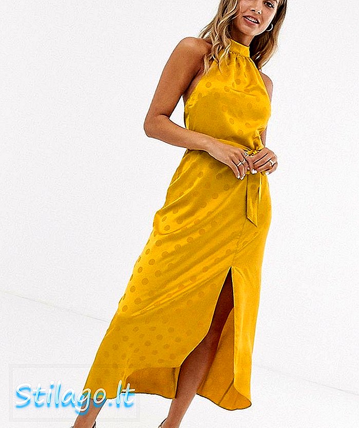 Miss Selfridge midi φόρεμα σε αυτοκόλλητο ζακάρ-Κίτρινο