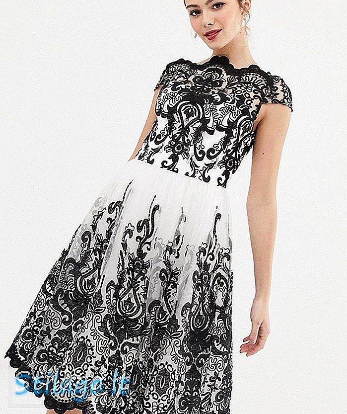 Випускне плаття з мережива міді випускного одягу Chi Chi London з гордочкою з бардо в моно-Multi