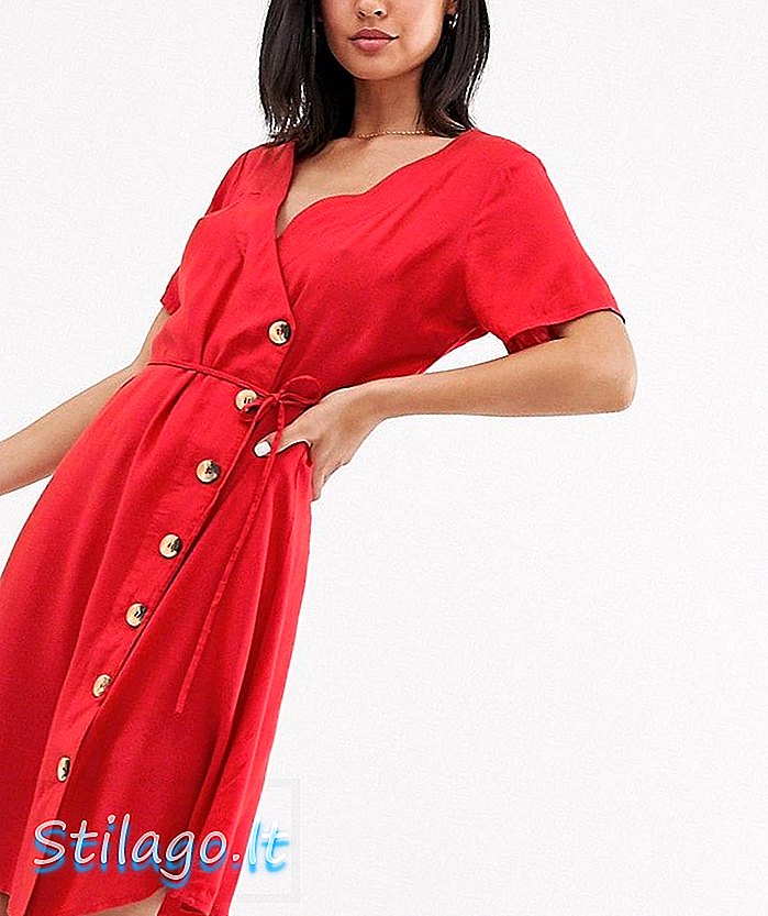 Blend She wikkel midi jurk-Rood