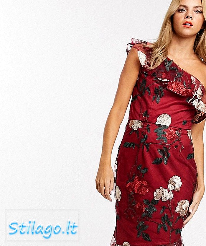 Chi Chi London haljina s jednim ramenom u cvjetnom vezu-Multi