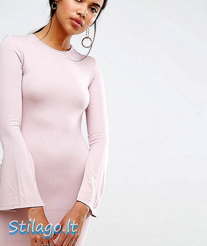 Ivyrevel Split s dlhým rukávom Jersey Mini Dress-Pink