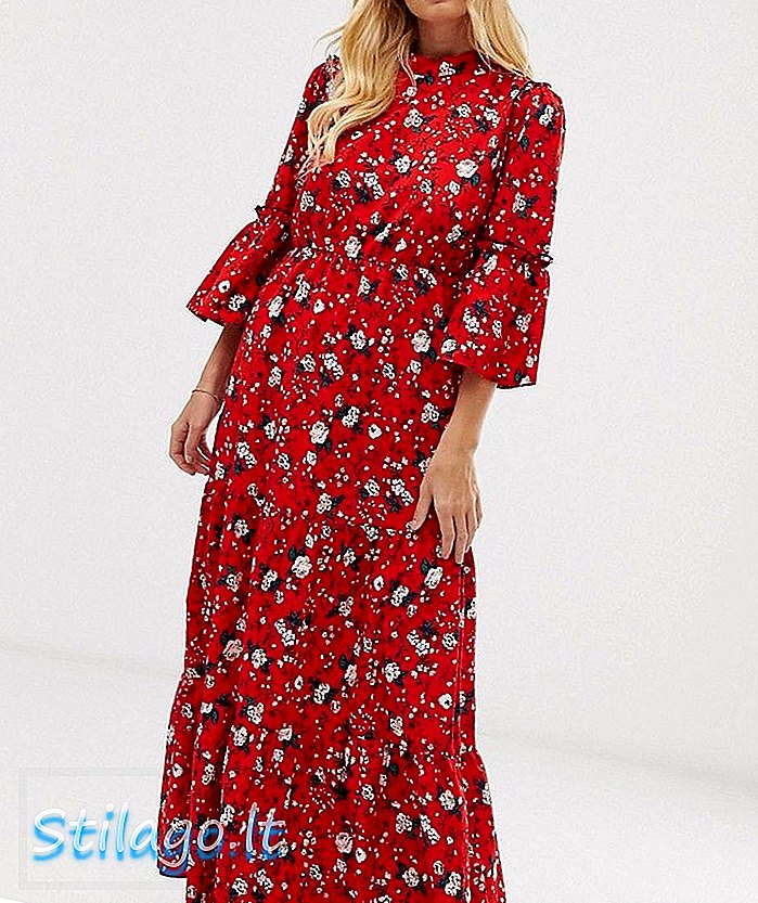 Vila florales Maxikleid mit hohem Ausschnitt