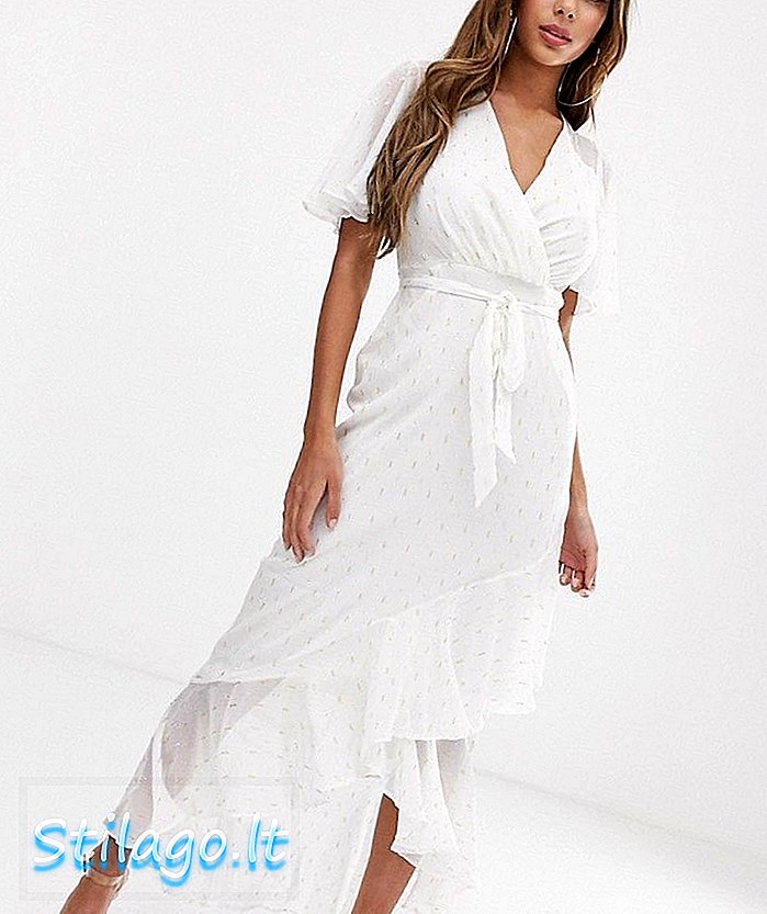 Плаття з макрої тканини деталі з металевим плямою в білому кольорі