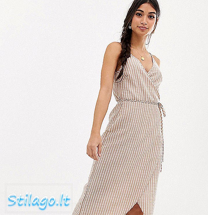ASOS DESIGN Petite cami wrap maxi kjole i seersucker stripe-Multi