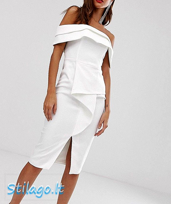 Påkostade Alice bardot midi-klänning med origami vikt i vitt