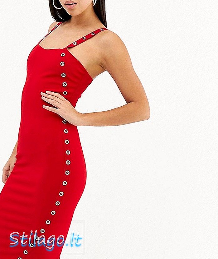 AX Paris çivili bodycon midi elbise-Kırmızı