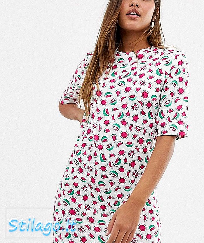 Love Moschino print dress t-shirt semangka-Putih