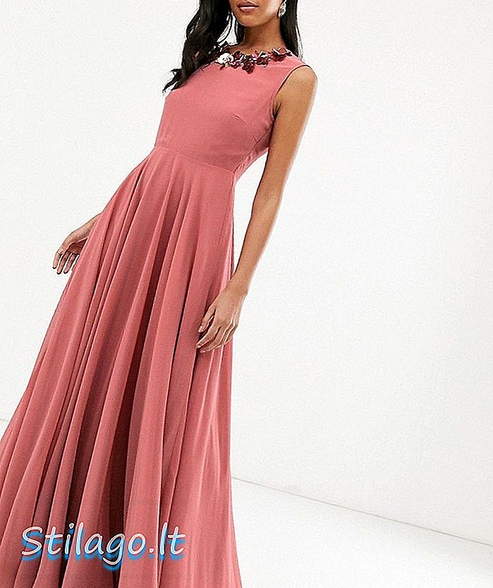 „ASOS DESIGN maxi“ suknelė su 3D puošta iškirpte-rožinė