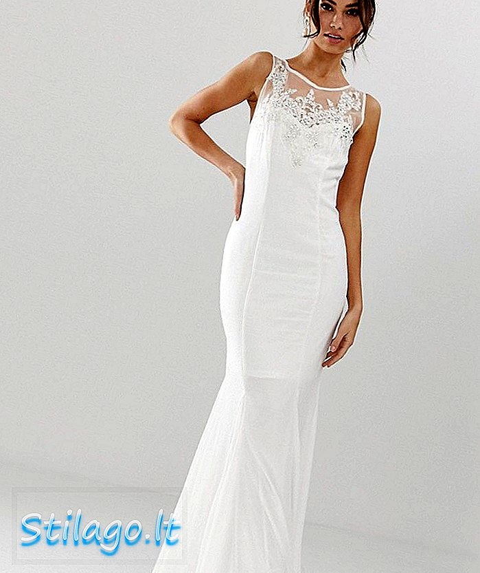 City Goddess brudefiskhale-maxi-kjole med pyntet detalj-hvit