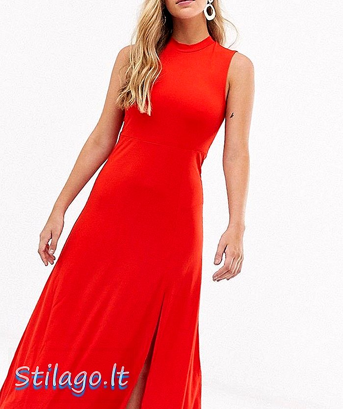 Y.A.S макси рокля с висока шия-червена