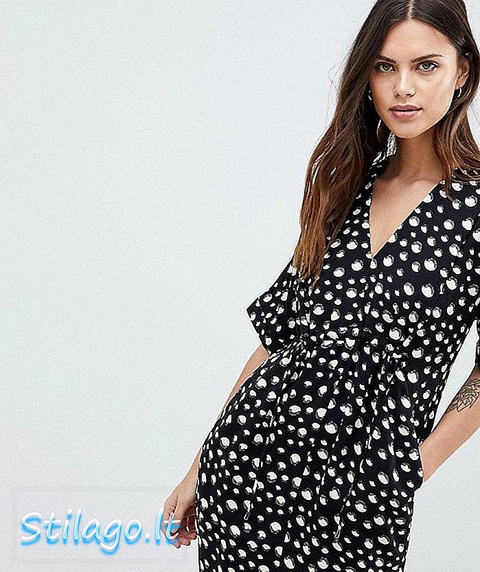 Assobios Frances Gathered Eclipse Print Dress-Black