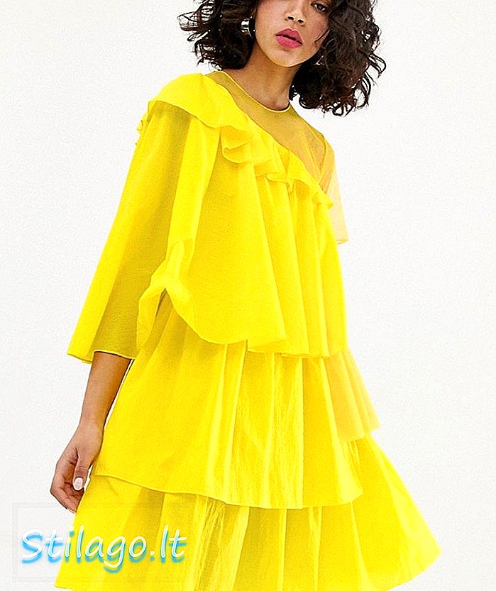 „House of Holland“ „rip stop“ kraštutinė suknelė-geltona